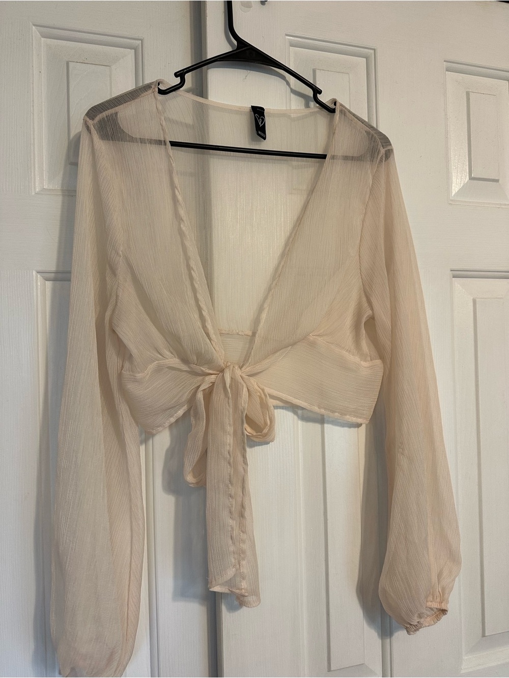 Windsor Sheer Tie-Front Blouse in Cream